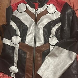 Colorful Geometric Leather Jacket